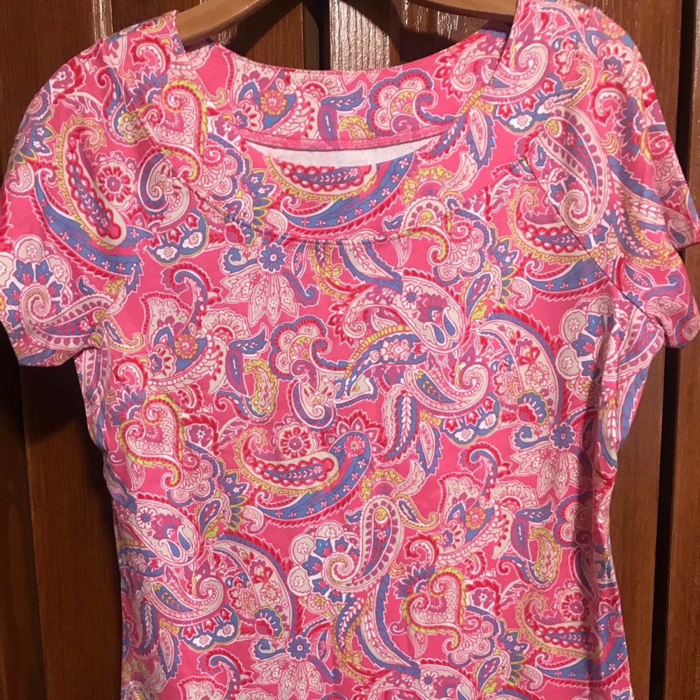 Kim Rogers paisley pink top